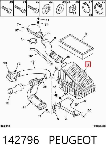 Carcasa del filtro de aire para Peugeot 405 I 15B