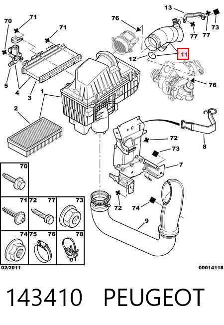 Comprar Manguito de aire del medidor de masa de aire Peugeot 807  E a bajo precio
