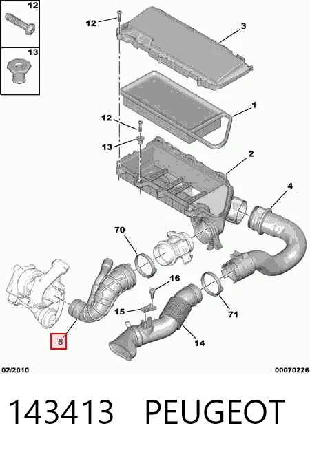 143413 Peugeot/Citroen Manguito de aire del medidor de masa de aire