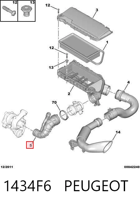 1434F6 Peugeot/Citroen Manguito de aire del medidor de masa de aire