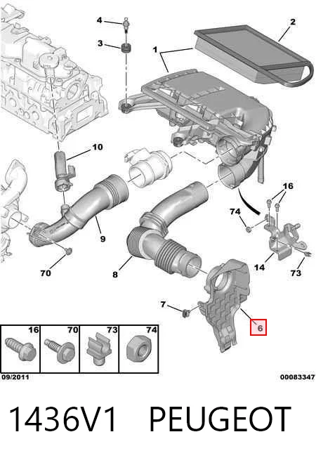 Comprar Entrada del filtro de aire Peugeot 208  CA, CC a bajo precio