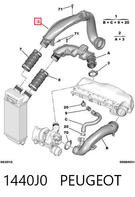 1440J0 Peugeot/Citroen Manguera del intercooler