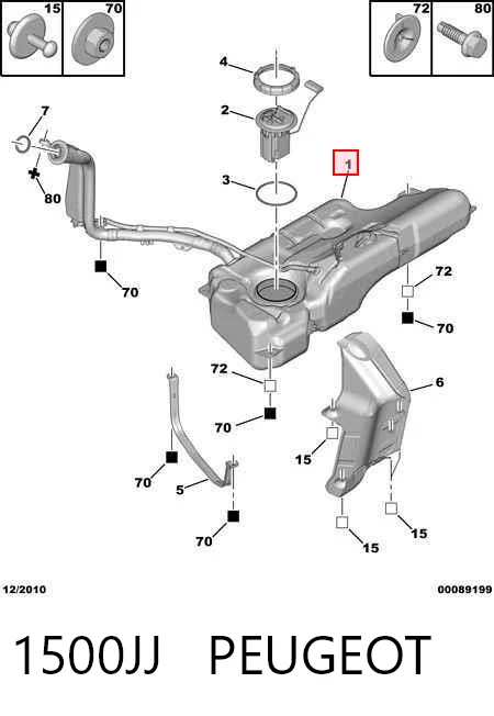 Depósito de gasolina para Peugeot 308 4A, 4C