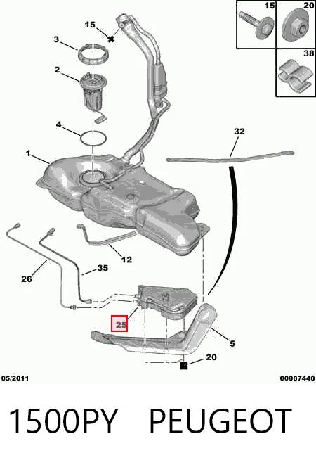 1500PY Peugeot/Citroen Deposito de urea