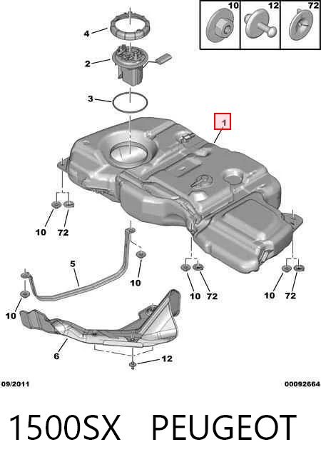 Depósito de gasolina para Peugeot 308 4A, 4C