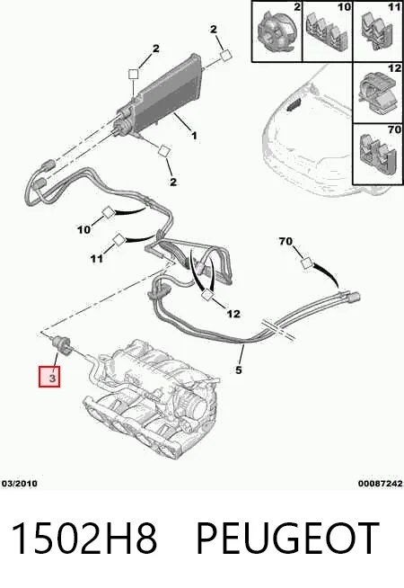 1502H8 Peugeot/Citroen Válvula de purga de vapores de combustible