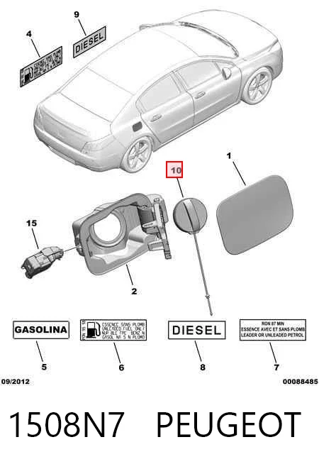 1508N7 Peugeot/Citroen Tapa tanque combustible