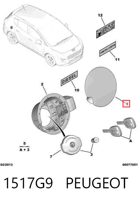 Comprar Tapa del depósito de combustible Peugeot 3008  0U a bajo precio