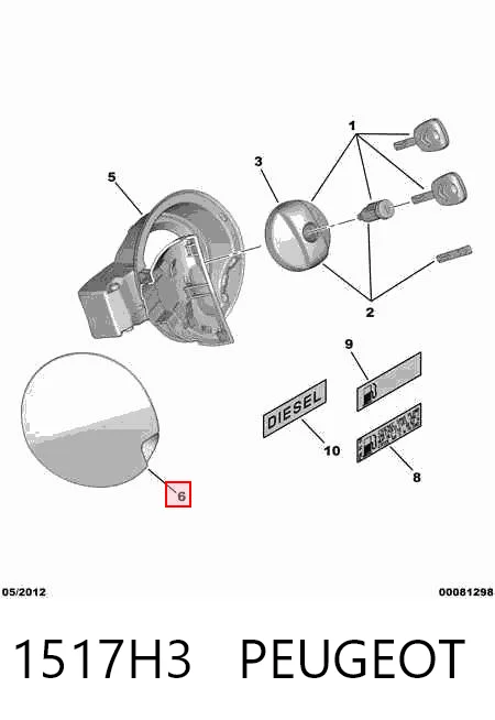 Tapon depósito de gasolina Citroen C3 II (A51)