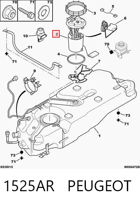 1525AR Peugeot/Citroen Módulo de alimentación de combustible