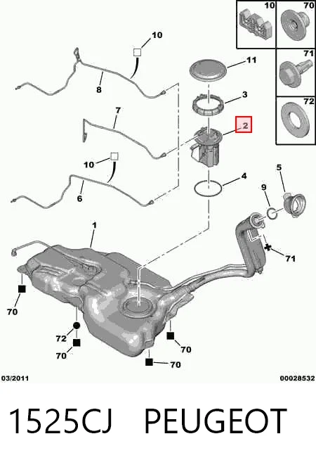 1525CJ Peugeot/Citroen Módulo de alimentación de combustible