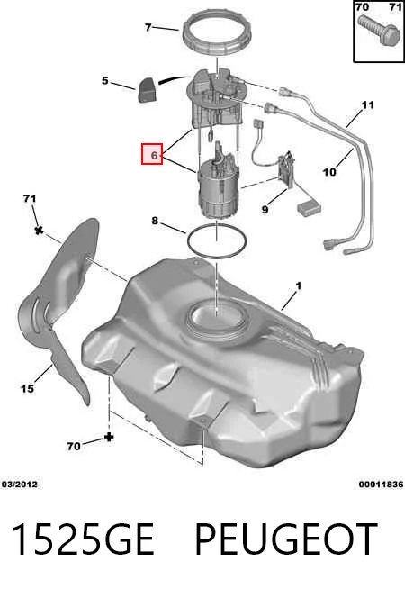 1525GE Peugeot/Citroen Módulo de alimentación de combustible