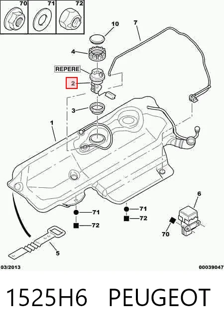 1525H6 Peugeot/Citroen Módulo de alimentación de combustible