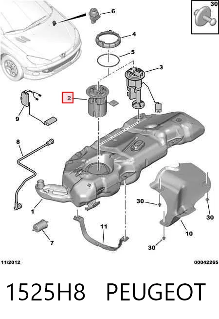 1525H8 Peugeot/Citroen Módulo de alimentación de combustible