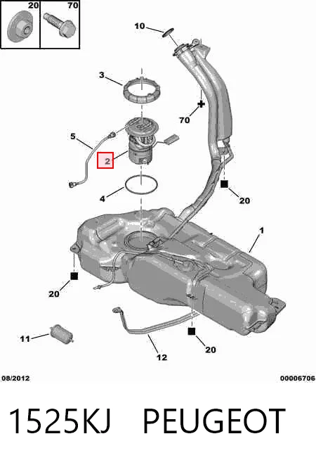 1525KJ Peugeot/Citroen Módulo de alimentación de combustible
