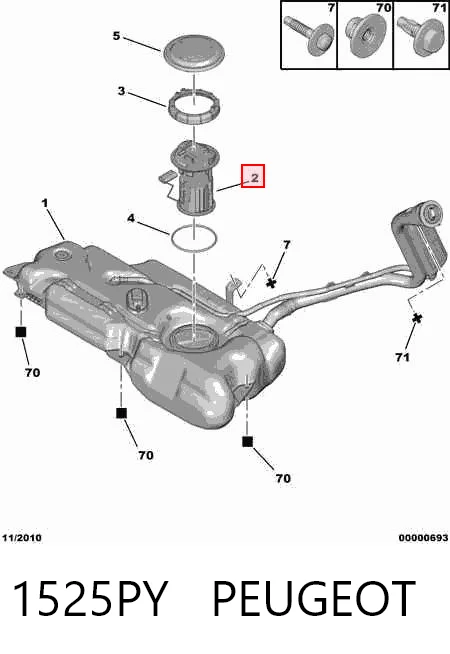 1525PY Peugeot/Citroen Módulo de alimentación de combustible