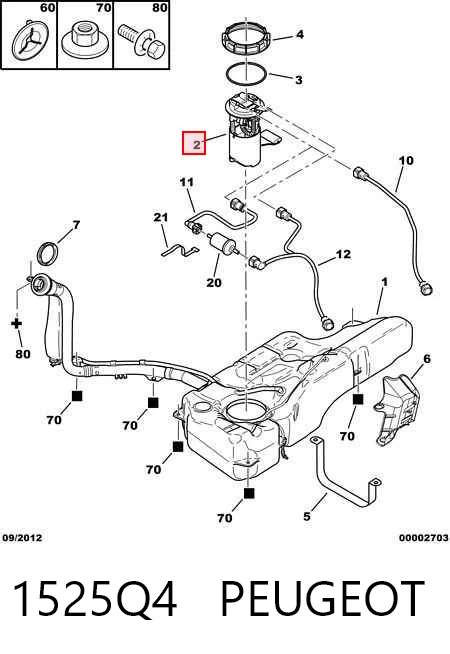 1525Q4 Peugeot/Citroen Módulo de alimentación de combustible