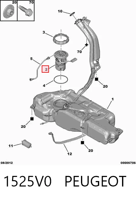 1525V0 Peugeot/Citroen Módulo de alimentación de combustible