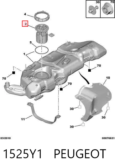 1525Y1 Peugeot/Citroen Módulo de alimentación de combustible