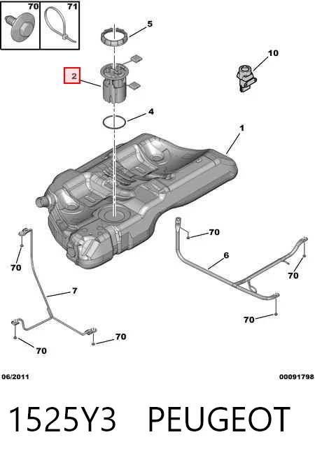 1525Y3 Peugeot/Citroen Módulo de alimentación de combustible