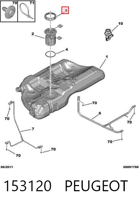 153120 Peugeot/Citroen Tapa de la bomba de combustible