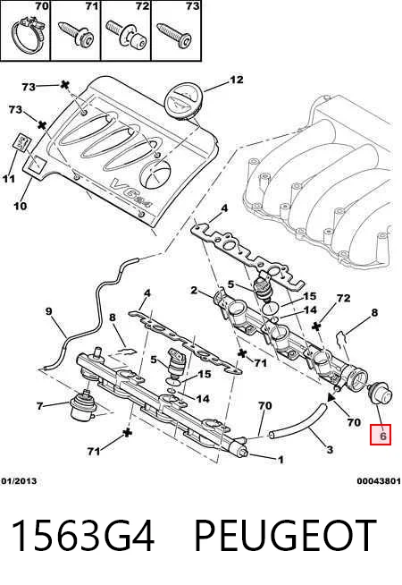 Regulador de presión de combustible 1563G4 PEUGEOT