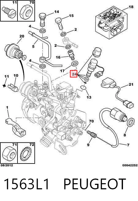 1563L1 Peugeot/Citroen Válvula de corte de combustible de la bomba de inyección