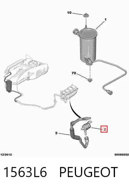 1563L6 Peugeot/Citroen Válvula de purga de vapores de combustible
