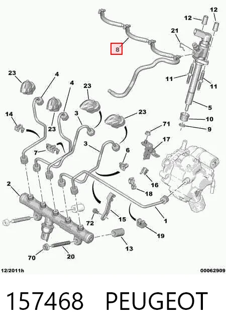 157468 Peugeot/Citroen Tubo flexible, combustible de fuga 