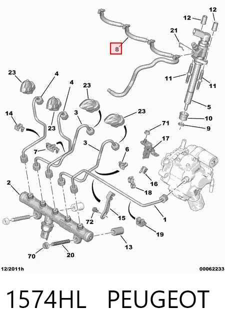 1574HL Peugeot/Citroen Tubo flexible, combustible de fuga 