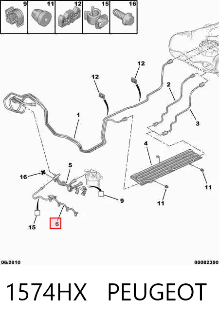 1574HX Peugeot/Citroen Tubo flexible, combustible de fuga 