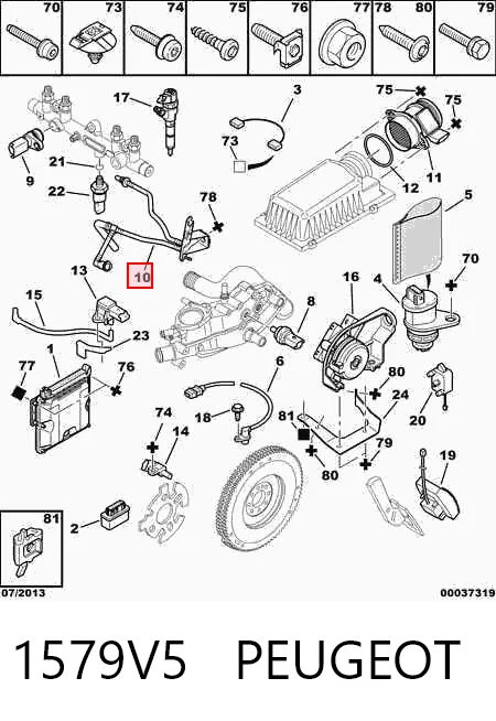 Tubo de retorno de combustible del filtro al tanque 1579V5 PEUGEOT