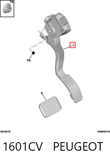 1601CV Peugeot/Citroen Pedal de aceleracion