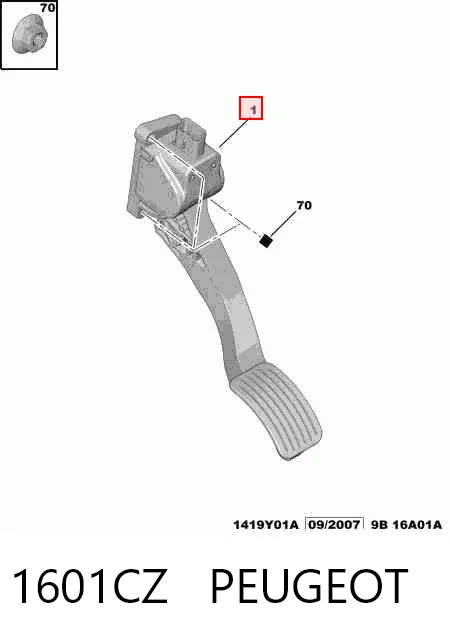 1601CZ Peugeot/Citroen Pedal de aceleracion
