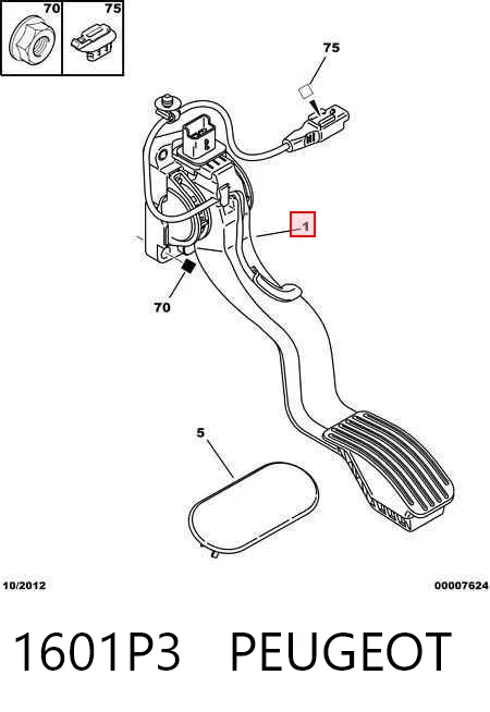 1601P3 Peugeot/Citroen Pedal de aceleracion