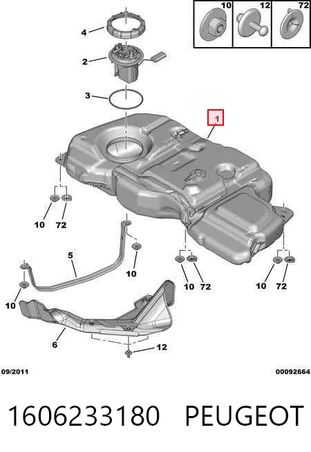 Depósito de gasolina para Peugeot 308 4E, 4H