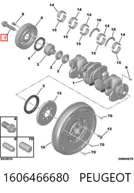 1606466680 Peugeot/Citroen Perno de la polea del cigüeñal