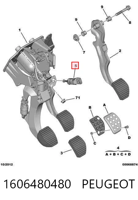 1606480480 Peugeot/Citroen Interruptor luces de freno