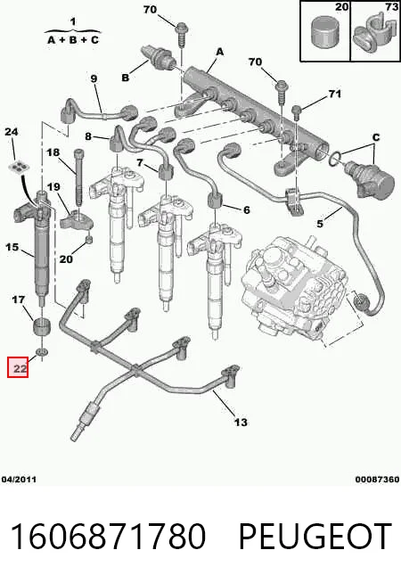 Junta de inyectores 45062027F Chrysler