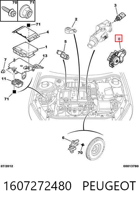 1607272480 Peugeot/Citroen Sensor de posición del pedal del acelerador