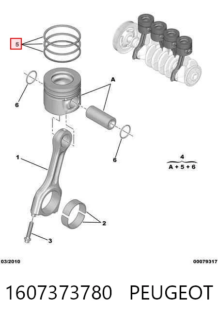 Aros de pistón para 1 cilindro, STD 793770504 SM
