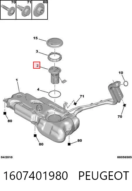 1607401980 Peugeot/Citroen Módulo de alimentación de combustible