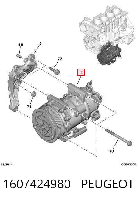 1607424980 Peugeot/Citroen Compresor climatizador