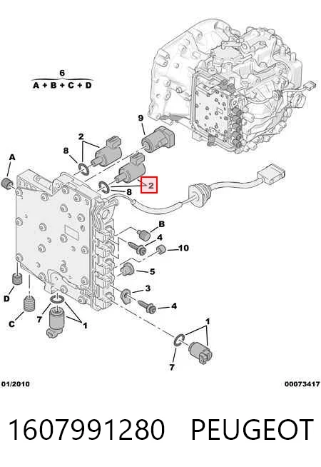 1607991280 Peugeot/Citroen Solenoide de transmisión automática