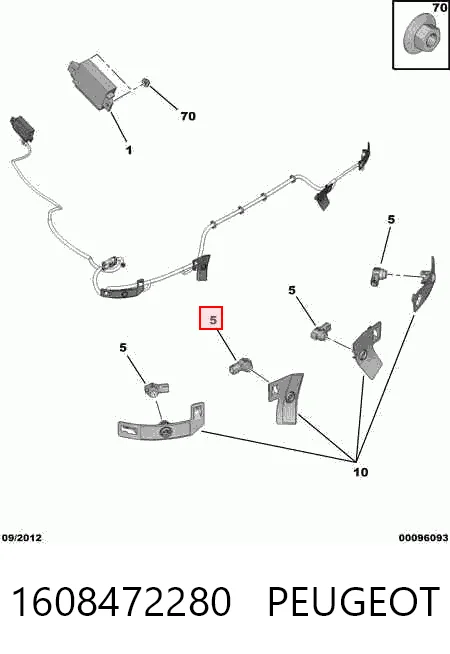 1608472280 Peugeot/Citroen Sensor de estacionamiento delantero