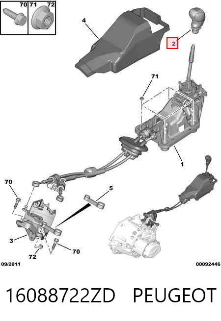 16088722ZD Peugeot/Citroen Pomo de palanca de marchas