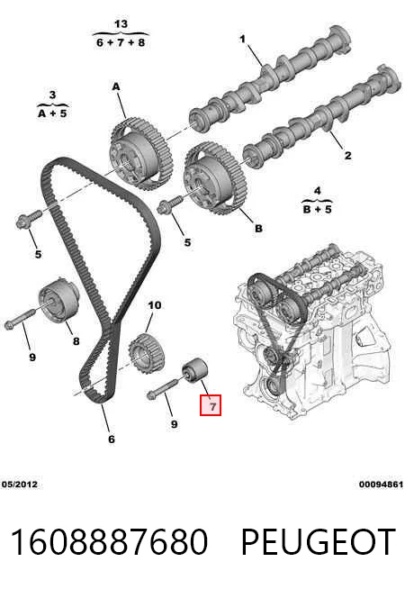 1608887680 Peugeot/Citroen Polea tensora intermedio de correa dentada