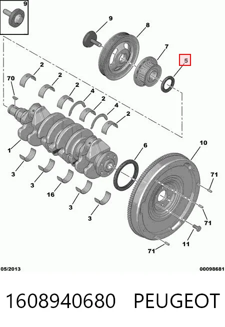 1608940680 Peugeot/Citroen Retén del cigüeñal frontal