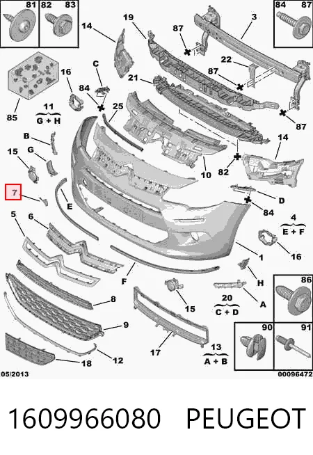 Tapa gancho de arrastre, delantera Citroen C3 II (A51)