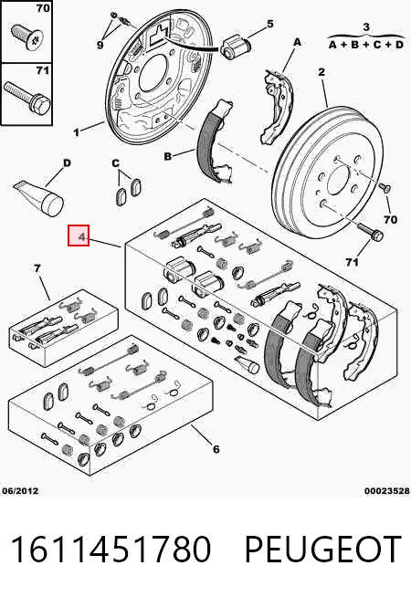 Zapatas de freno de tambor traseras PEUGEOT 1611451780
